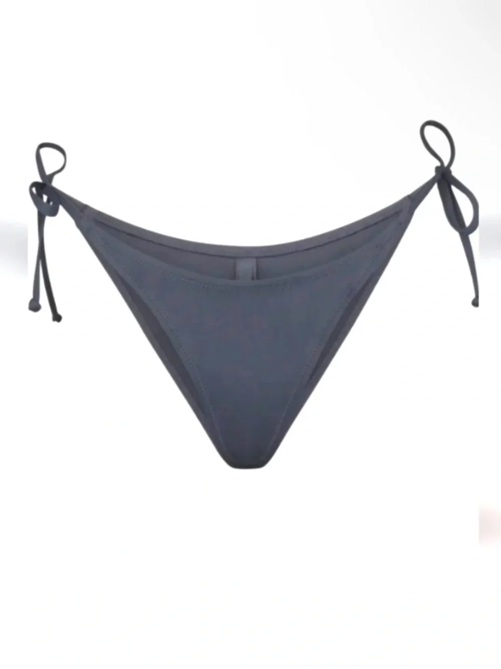 SKIMS SWIM DIPPY TIE ADJUSTABLE STRING BIKINI BOTTOM GUNMETAL GRAY